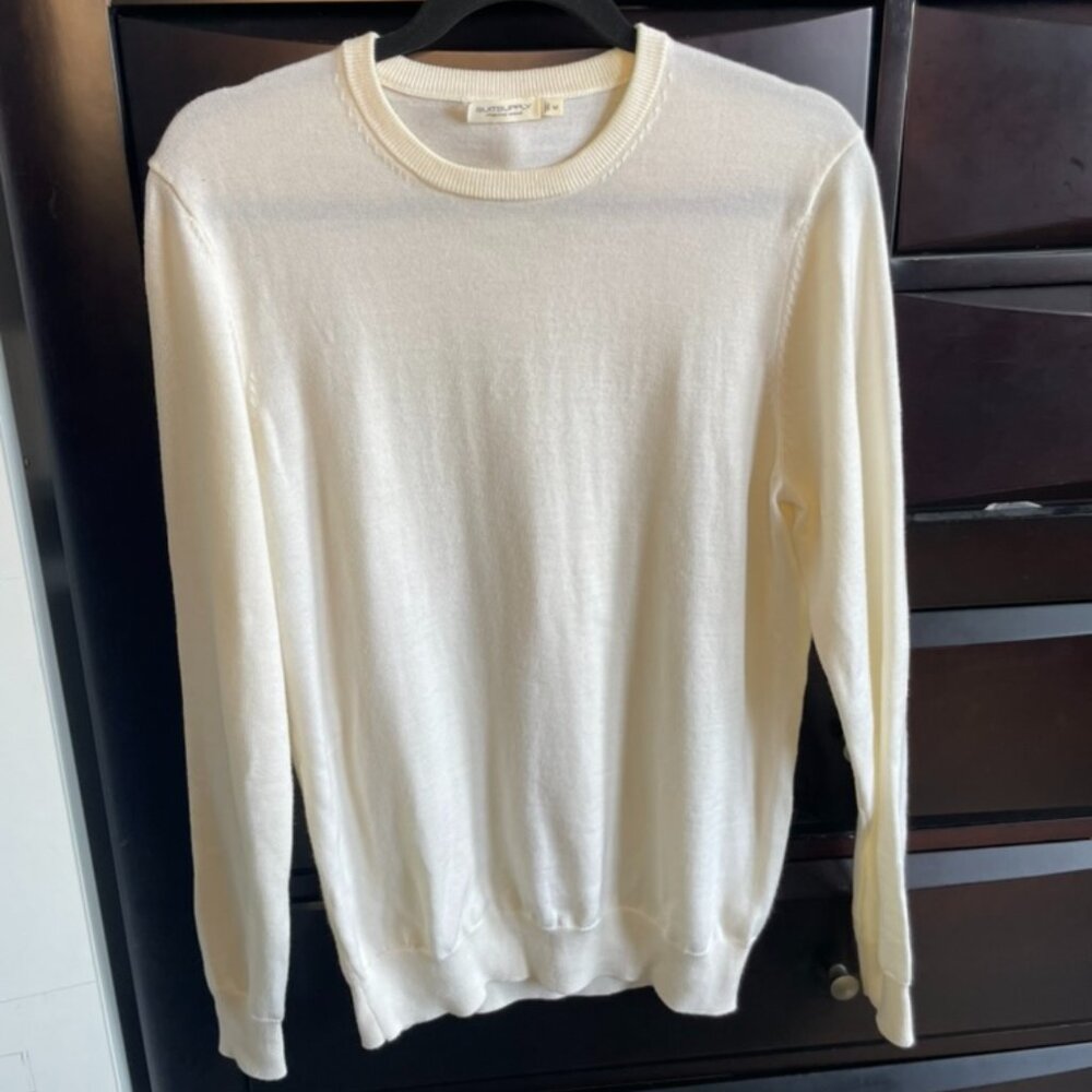 Suitsupply Men's Large Wool Ribbed Long Sleeve